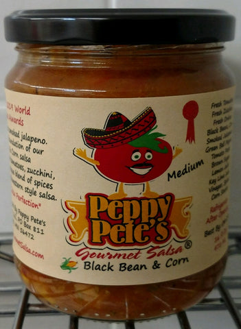 Peppy Pete's Gourmet Salsa - Black Bean & Corn - 16 oz